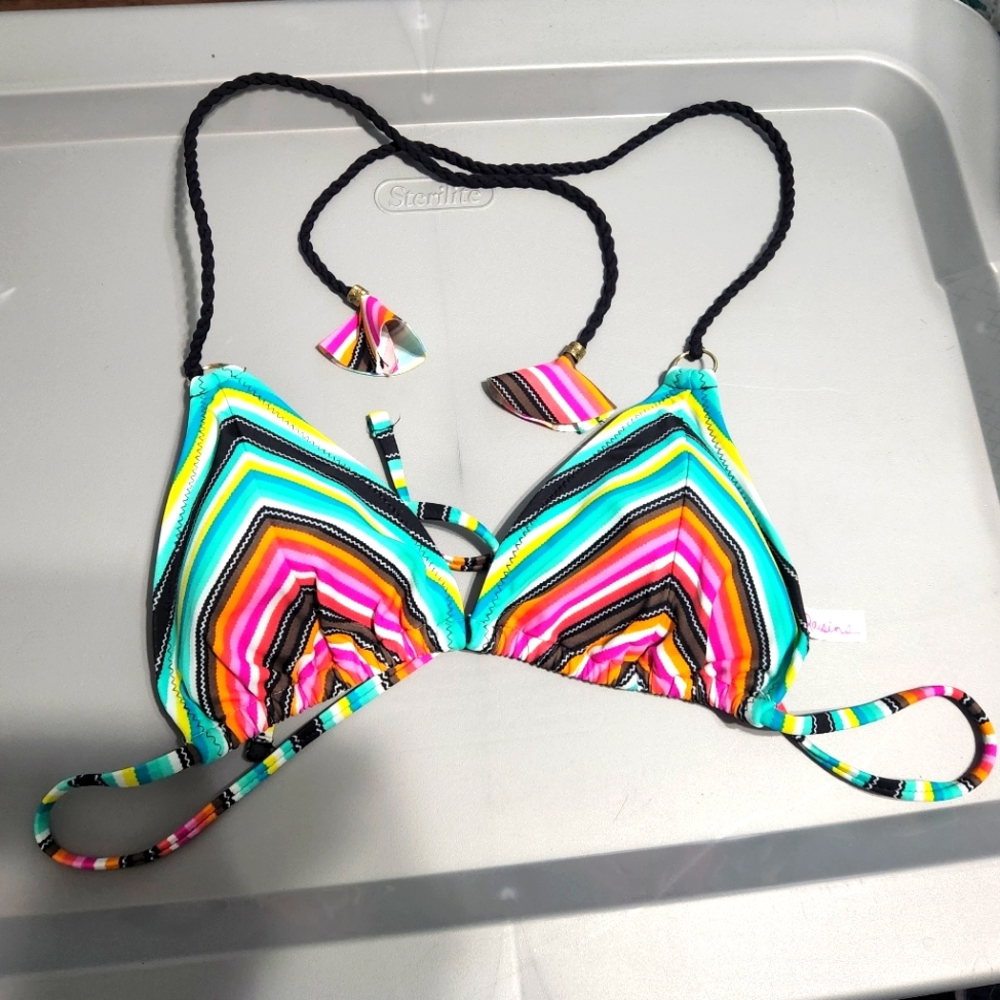 Stripped triangle bikini top